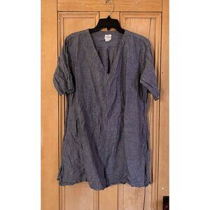 Vikolino Womens 100% European Linen Lagenlook Pockets Dress Sz Small Blue SP EXC
